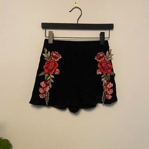 Fashion Nova// black floral shorts